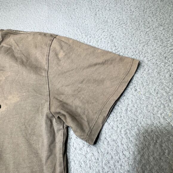 Fear of God Essentials Shirt Mens Large Beige Applique Boxy Khaki Logo Spell Out - Picture 3 of 16